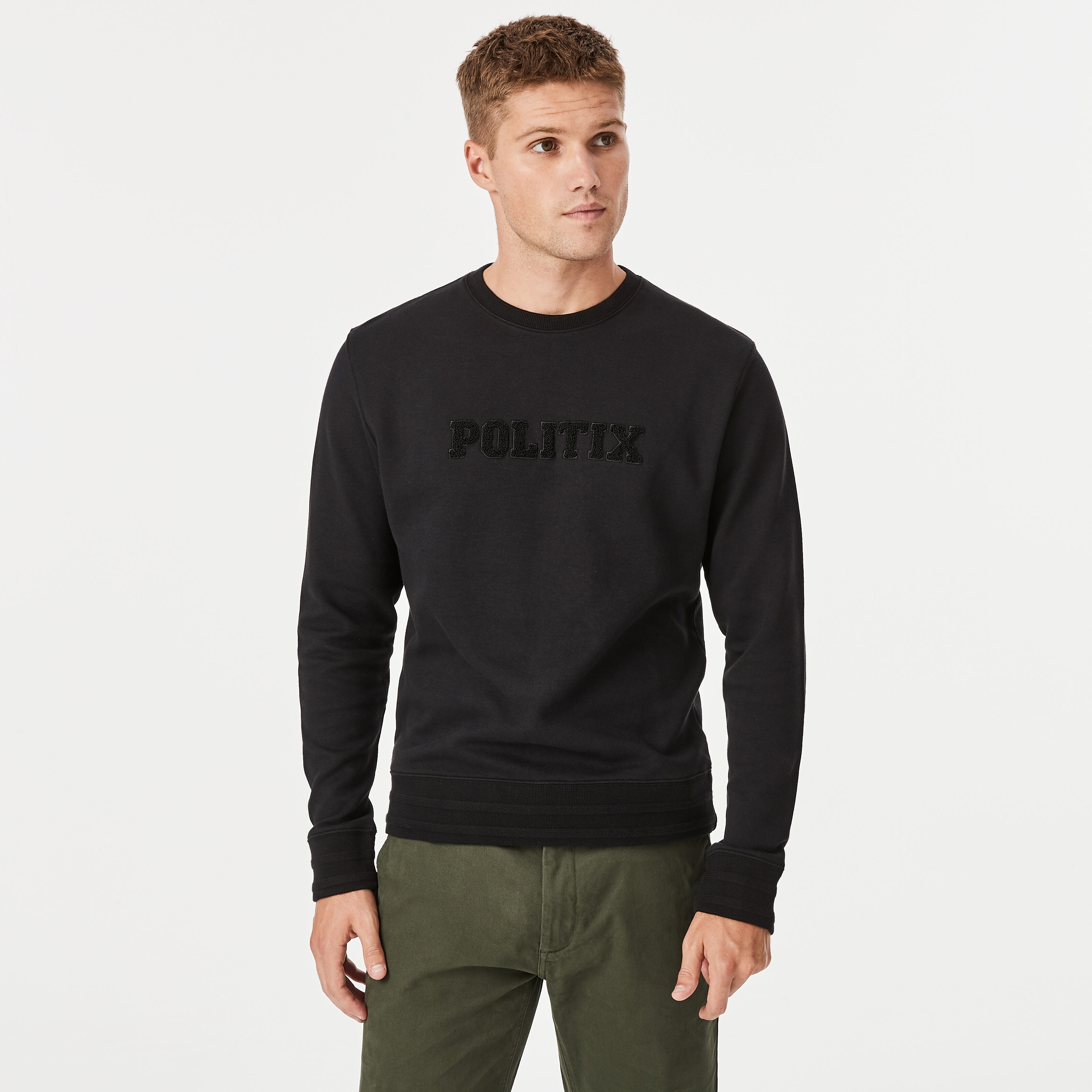 College Black Boucle Embroidery Fleece Sweater Knitwear